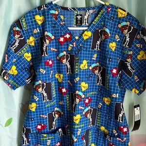 Med Couture New with tags animated scrub top